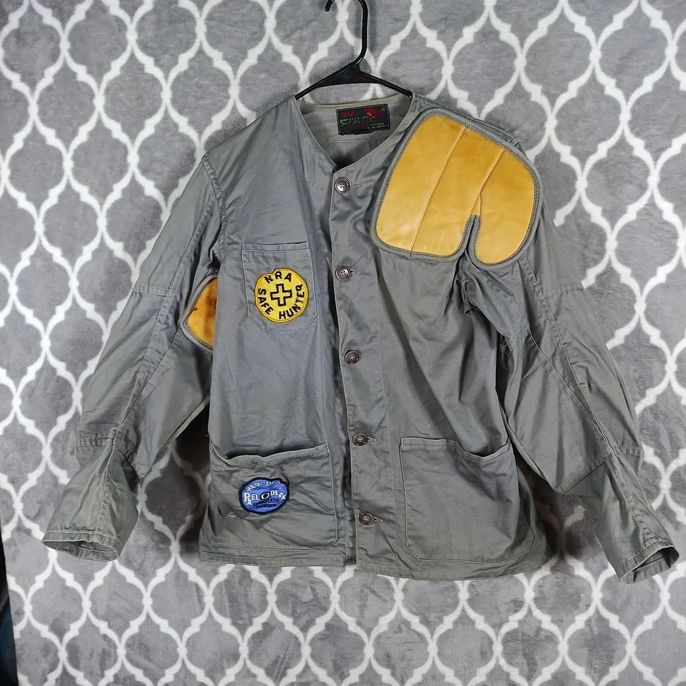 Vintage 10 X Mfg Co Shooting Jacket Men Large Gray NRA Junior Rifle Club Patch